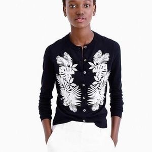 XS Black & White Embroidered Cardigan by J Crew - New Without Tags